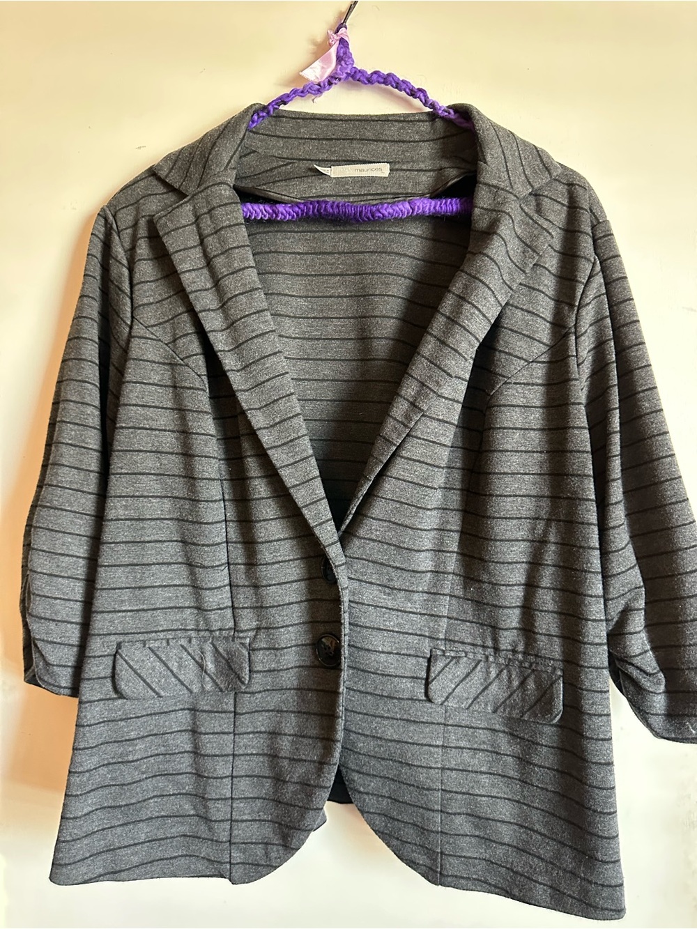 Maurices Gray Striped Women's Blazer Jacket